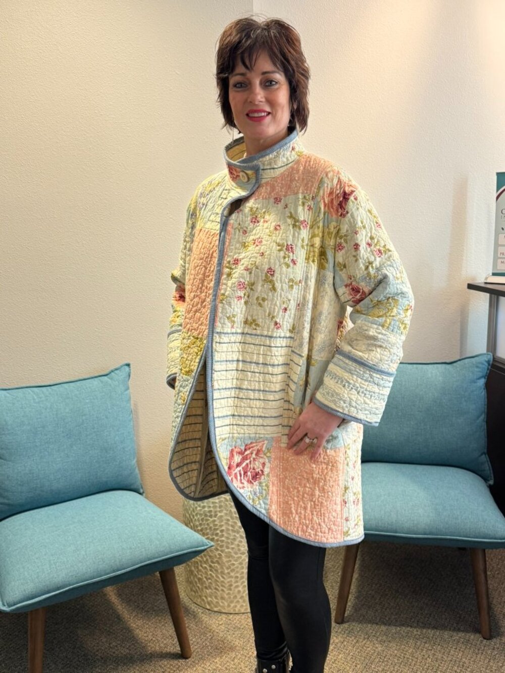 Upcycled Pastel Quilted Jacket Size L
